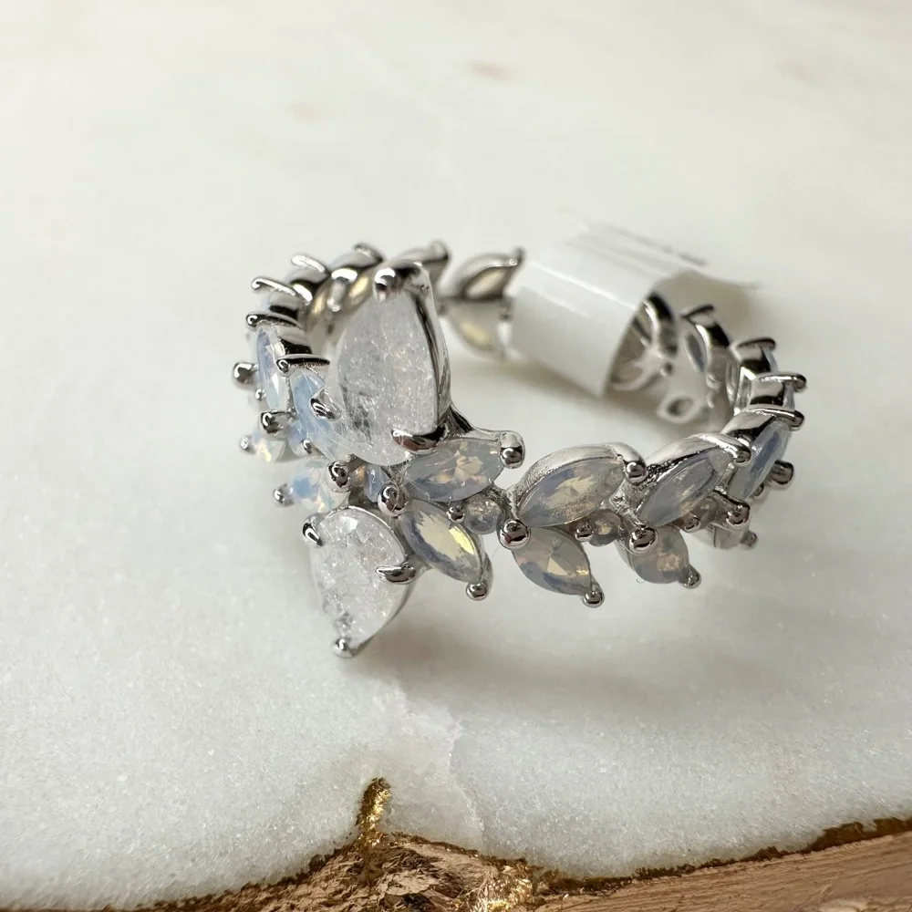 Bomb Party Twice As Nice Sterling Silver Ice Crystal Ring Size 9 NWT RBP7456